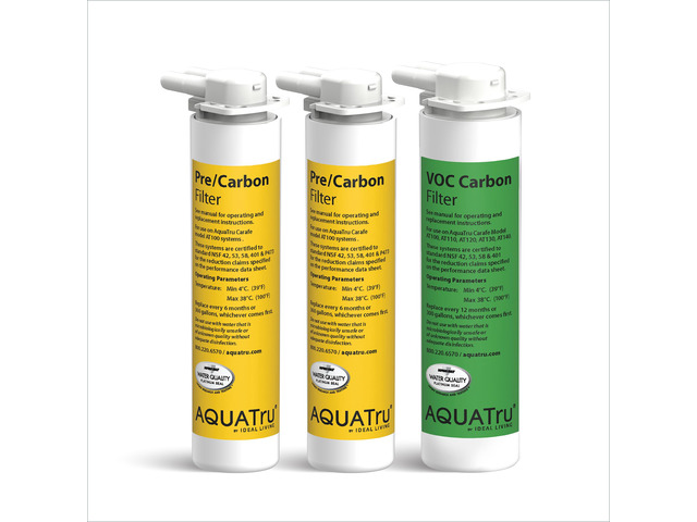 AquaTru One-Year Carafe Filter Combo Pack Includes 1 Pre/Carbon Filter (Stages 12) & 1 VOC Carbon Filter (Stage 4) Compatible with AquaTru Carafe...