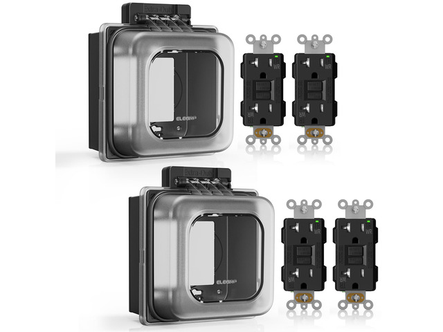 GFCI Outdoor Outlets 20 Amp with 2-Gang Weatherproof in-Use Cover, Tamper Weather Resistant Receptacles, Self-Test GFI Electrical Outlet with...
