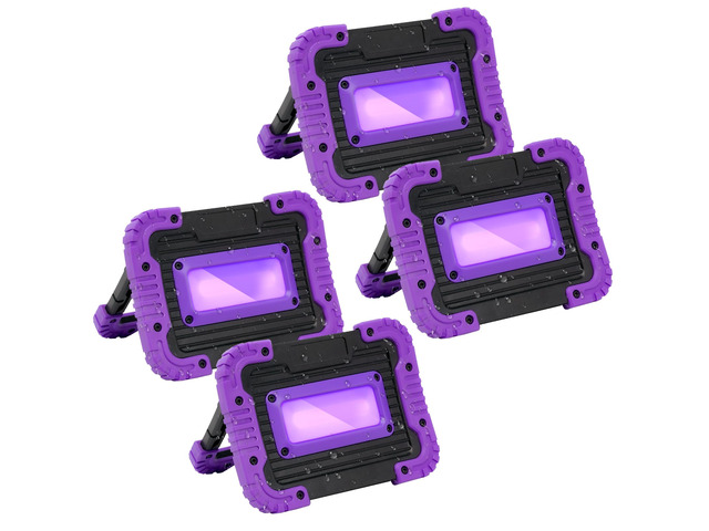 Rechargeable Black Light, Cordless 395nm LED Blacklight for Neon Glow Party Portable but Powerful, 4 Pack UV Flood Lights for Glow Party, Body...