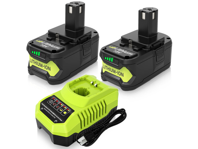 2 Pack 8.0Ah P108 Replacement for Ryobi 18 Volt Battery and P117 Charger Compatible with Ryobi 18 Volt Lithium Battery 8000mAh P102 P103 P104 P105...