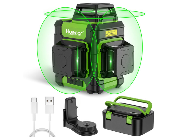 Laser Level 360 Self Leveling, Rechargeable Green Laser 3x360° Cross Line Lazer Leveler 3D Level Laser Tool for Construction and Picture Hanging,...