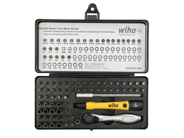 75965 ESD Safe Master Technician Ratchet and MicroBits Set, 65 Piece ESD-safe cushion grip handle; micro bits, ratchet, adapter and extension; foam...