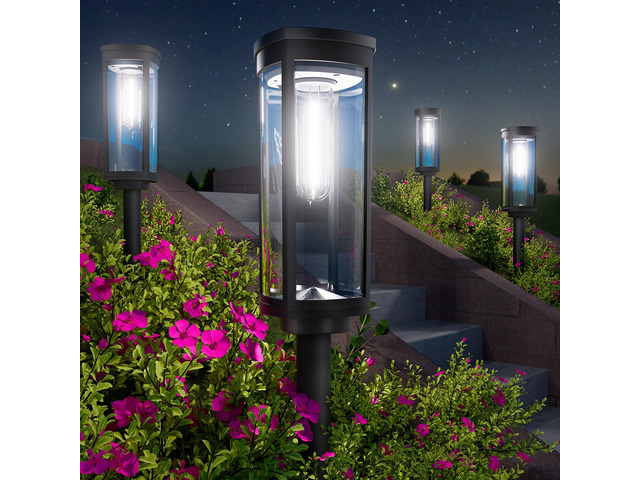 Solar Landscape Lights, 6 Pack, Cool White, IP65 For pathways and gardens, Solar Garden Lights Waterproof pair auto on/off with 1124 h runtime for...