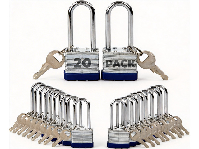 20 Heavy Duty Outdoor Padlock Keyed-Alike, 2-3/8' Extra Long Shackle for Gate Shed Fence Truck Toolbox Locker Lock Body All Weather 1-9/16', 20PC...