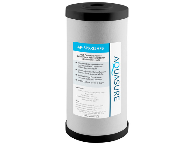 Fortitude V2 Series AF-SPX-25HFS Sediment/Carbon/Siliphos Anti-Rust Media, Bacteria & Scale Inhibitor, Triple Purpose Whole House Replacement...