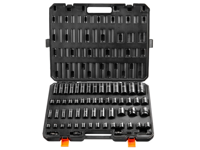 Impact Socket Set 3/8' & 1/2' Socket Set 59PCS SAE 5/16' to 1-1/4' and Metric 6-32mm, 6 Point Cr-Mo Alloy Steel for Auto Repair, Easy-to-Read...
