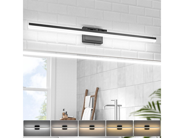 Modern Bathroom Vanity Light 39.4 inch, 34W Dimmable 5CCT Led Bathroom Light Fixture Over Mirror, Black Bar Vanity Light for Bathrooms Mirror...