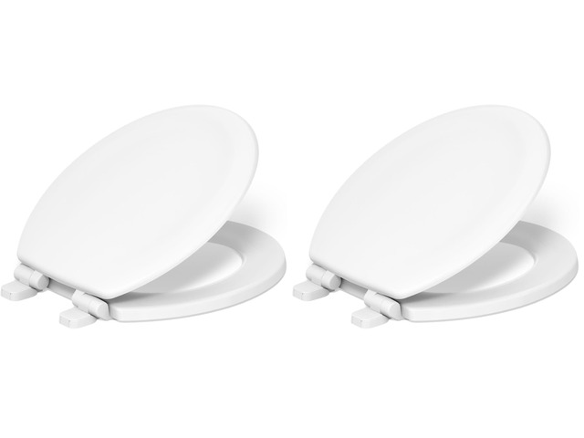 Stonewood Quiet-Close, Round Toilet Seat Soft Close, Durable Wood, Easy Installation, Universal Fit, Home Essentials, White Finish, K-20467-0 (Pack...