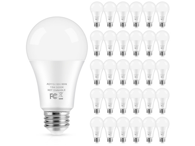 LED Light Bulbs, 100 Watt Equivalent A19 LED Bulbs, 13W 5000K Daylight White 1500 Lumens Non-Dimmable Bright E26 Edison Medium Screw Bulbs for Home...