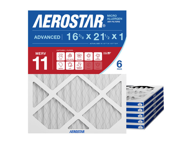 Air Filter 16.375x21.5x1 MERV 11 AC Filter, Furnace Filter, 6 Pack ACTUAL SIZE (16.50 x 21.50 x 0.75) AC Filter, Furnace Filter, Dust, Pet Dander,...