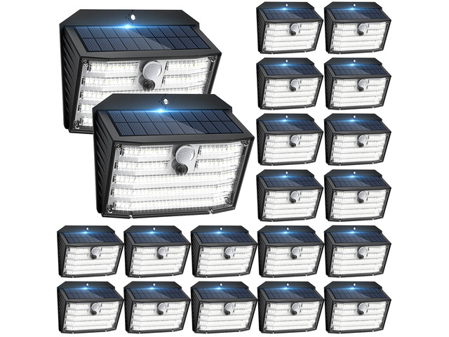 [20 Packs] Solar Motion Lights Outdoor, Ultra Bright Solar Fence Lights with Motion Sensor, IP65 Waterproof Security Light 3 Modes, 270° Lighting...
