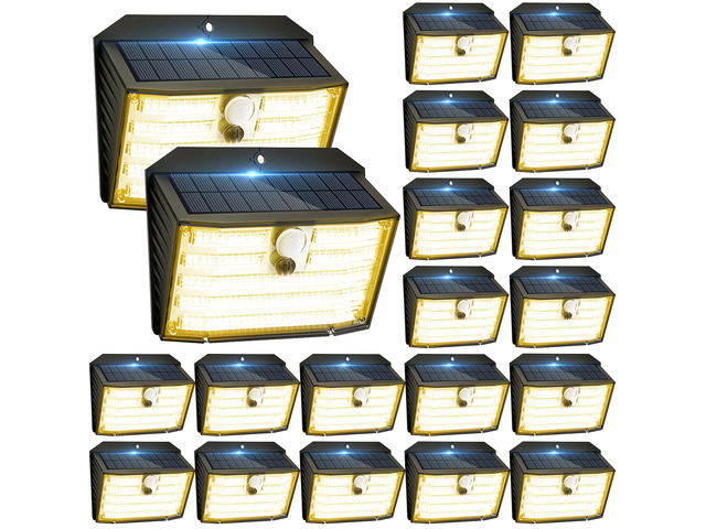 [20 Packs] Solar Motion Lights Outdoor, Ultra Bright Solar Fence Lights with Motion Sensor, IP65 Waterproof Security Light 3 Modes, 270° Lighting...