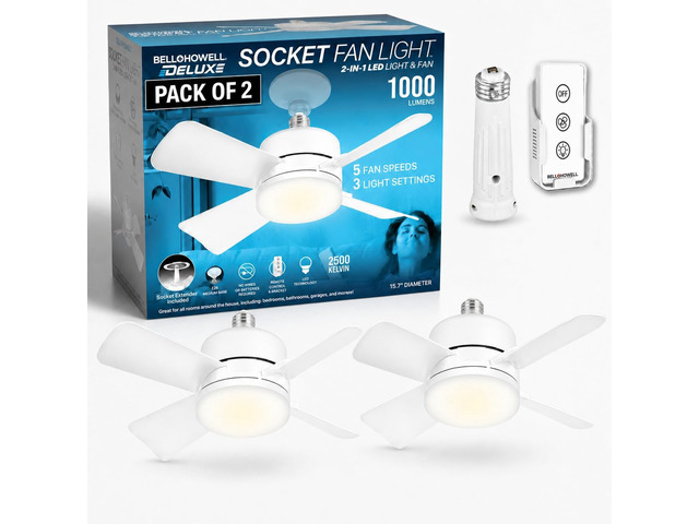 Socket Breeze Light 5-Speed Deluxe LED Ceiling Fans with Lights and Remote Control For Bedroom, Kitchen, Living Room,1000 Lumens / 5000 Kelvins...