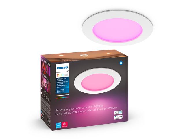 Smart Slim 6 Inch LED Downlight - White and Color Ambiance Color-Changing Light - 1 Pack - 1200LM - Indoor - Control with Hue App - Works with...