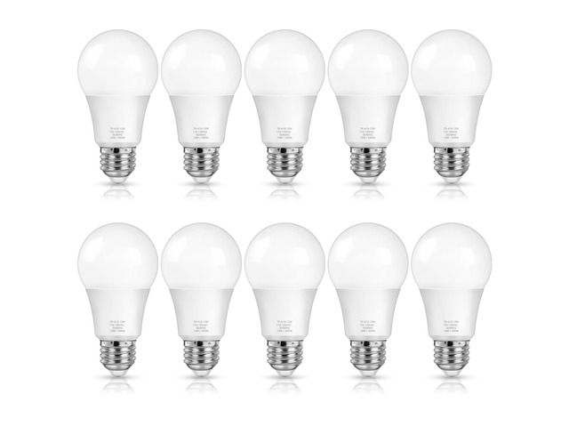 A19 LED Light Bulbs, 100 Watt Equivalent, Daylight White 5000K, 1500LM, E26 Base, Non-Dimmable, 13W Bright White Bulbs, 10-Pack
