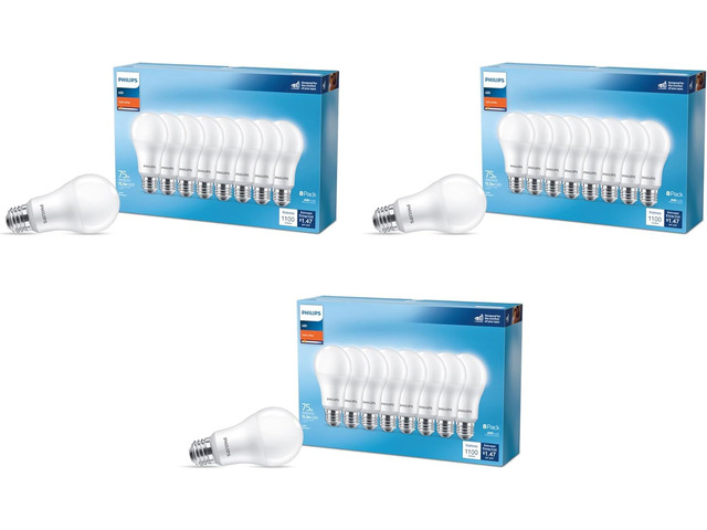 LED 75W A19 24-Pack Basic Soft White (2700K) 1100 Lumen (12.2W = 75W) Frosted Flicker-Free Light Bulbs