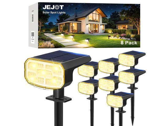 Solar Spot Lights Outdoor Waterproof, Solar Spotlights, 8 Pack 2 Lighting Modes, 120° Adjustable Solar Lights for Yard Garden Lawn Landscape...