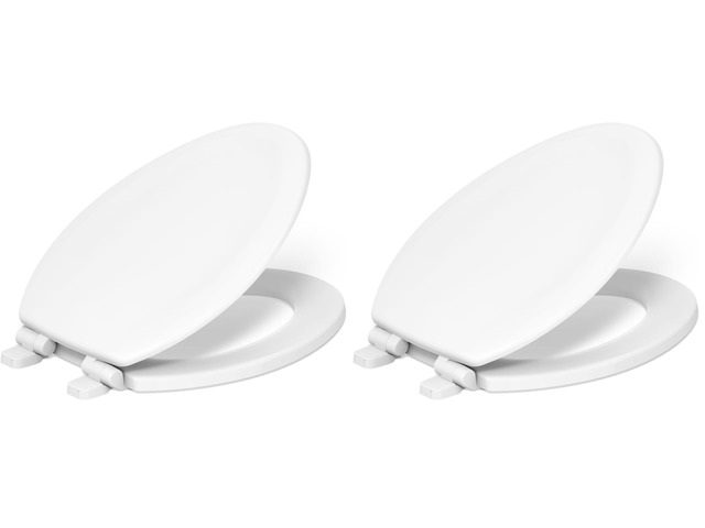Stonewood Quiet-Close, Elongated Toilet Seat Soft Close, Durable Wood, Easy Installation, Universal Fit, Home Essentials, White Finish, K-20466-0...