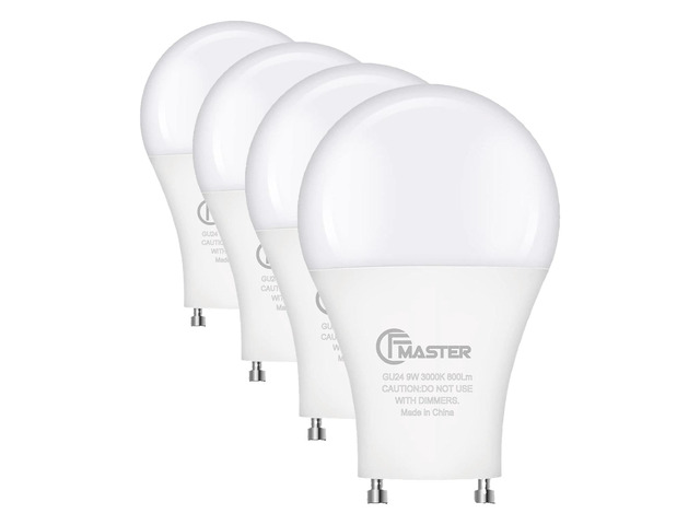 GU24 LED Light Bulb, 3000K Warm White, 9W (100W Equivalent), 800 Lumens, A19 Shape, GU24 Pin Base, Non-Dimmable, UL ETL Certificated (48-Pack)