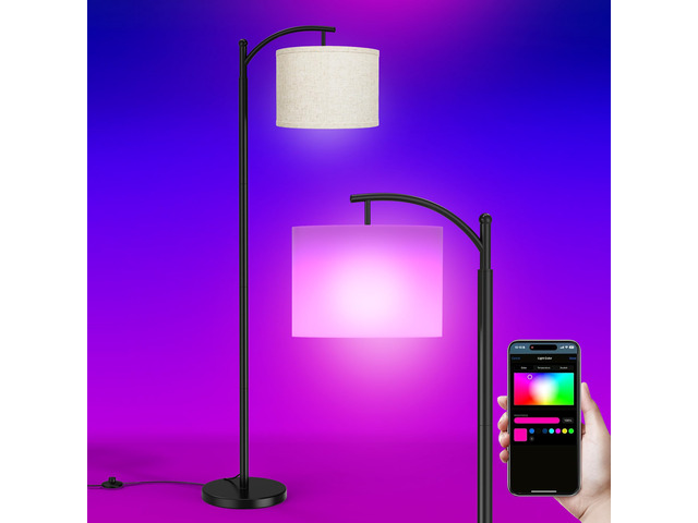 Floor Lamps with Matter Smart Light Bulb, RGB + Color Temperatures Bright Dimmable Smart Floor lamp, Living Room Standing Tall Industrial Floor...