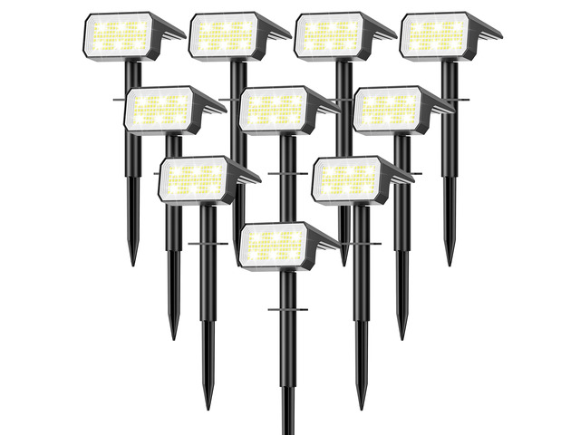 Solar Spot Lights Outdoor Waterproof, 10 Pack, 118 LED Cool White IP67, 4 Modes Auto On/Off, Solar Powered Spotlights for Yard Garden Landscape...