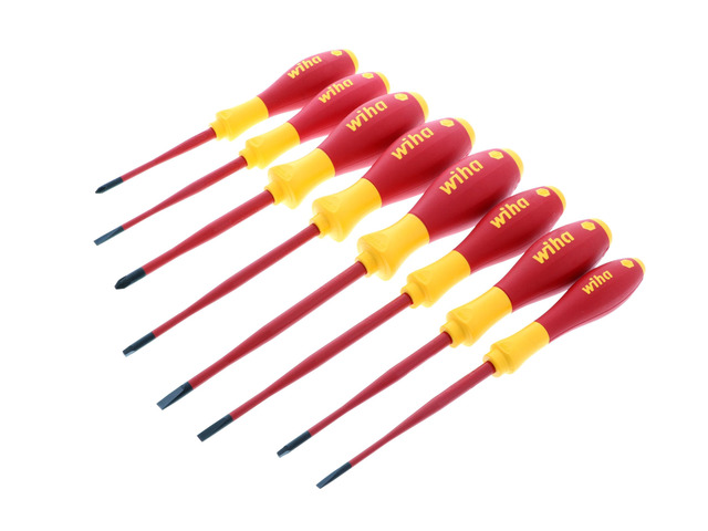 32197 Insulated SlimLine Screwdriver Set, 8-Piece Tight Space Kit 1000V VDE certified, slim profile for tight clearance, Slotted Phillips Square...