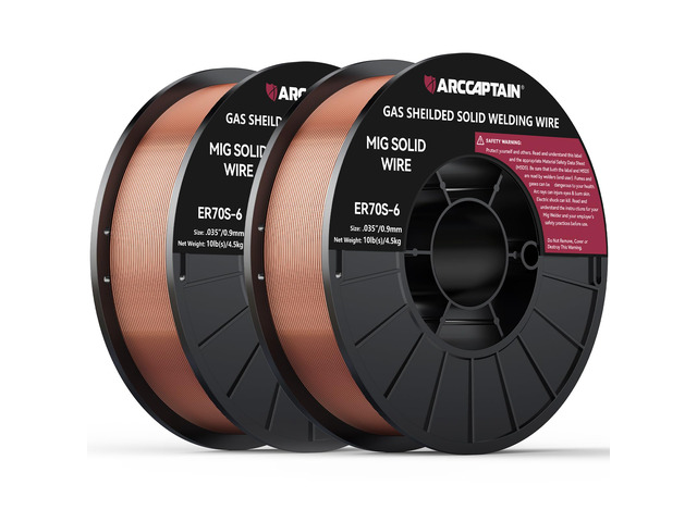MIG Welding Wire ER70S-6.035' 10LB x 2 Smooth Wire Feeding, Stable Arc, Low Spatter & Clean Weld Beads for Mild Steel Fabrication