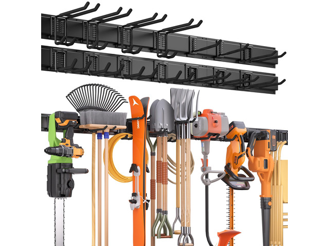 99 Inches Garage Storage, Garage Organization, Wall Mount Garden Tool Organizer, Max 1000lbs Adjustable Metal Hook, Yard Shed Hanging Utility Rack,...