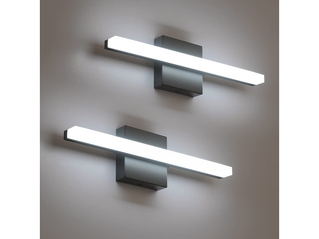 Vanity Light Fixtures Over Mirror, LED Black Bathroom Wall Lamps Small 16 Inch, Soft Shadow Free, Modern, Linear Light Bar over Restroom Sink,...