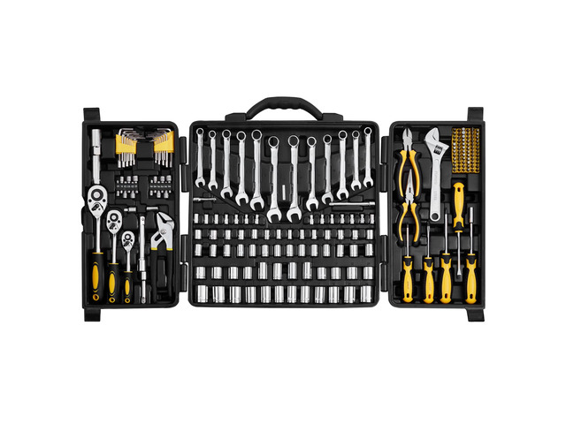 Mechanics Tool Set 207 Pieces 1/4' 3/8' 1/2' Drive Sockets -SAE and Metric Mechanic Tool Kit with Bits - Wrenches, Ratchet Handle, Accessories, and...