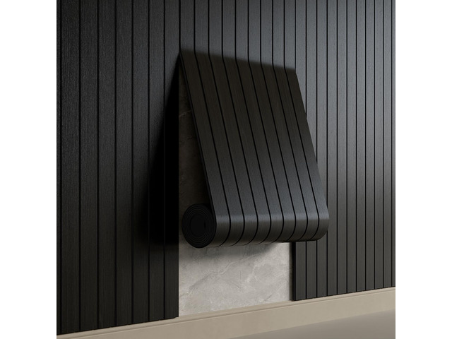 Peel and Stick PVC Slat Wall Panel 236'x15.75' Self-Adhesive Thick Faux Black Wood Grain Wallpaper Panel 3D Soundproof Wall Panels for Walls &...