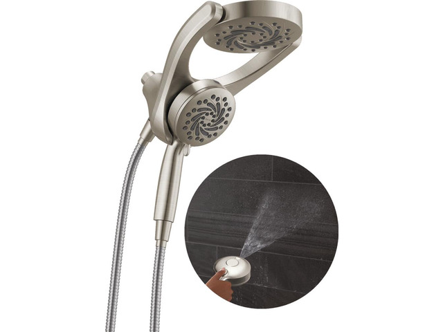 5-Setting HydroRain 2-in-1 Dual Shower Head with ProClean Spray, Brushed Nickel High Pressure Shower Head with Handheld Spray, 1.75 GPM Flow Rate,...