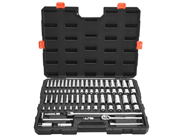 Socket Set, 76 Pieces, 3/8 inch Drive Socket and Ratchet Set, SAE and Metric, Deep and Shallow, Mechanic Tool Kit with Accessories and Storage...