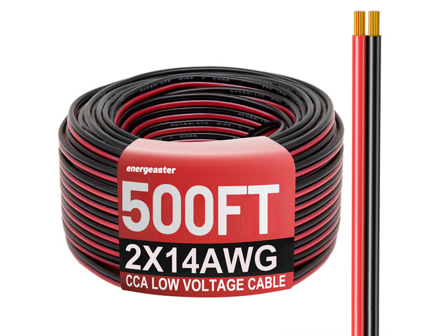 14 Gauge Wire 500FT, 14AWG Automotive Wire Electrical Wire 2 Conductors Red Black Cable, Low Voltage Copper Clad Aluminum Extension Cord for...
