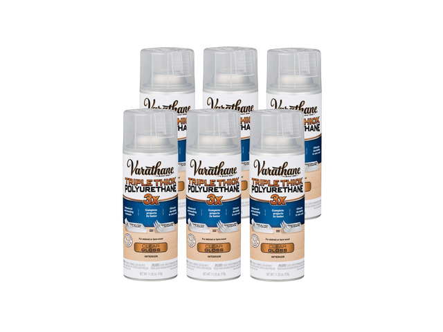 Triple Thick Polyurethane Gloss Wood Finish Spray One Coat Protection, Self-Leveling Formula, Scratch And Stain Resistance, Aerosol Application,...