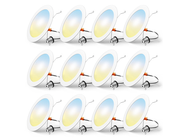 12 Pack Retrofit LED Recessed Lighting 6 Inch, 5CCT, White 2700K/3000K/4000K/5000K/6000K Selectable, Dimmable Flat Can Lights, 1000LM Brightness,...