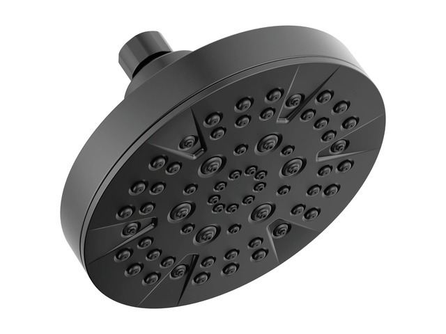6-Setting Matte Black Shower Head with High Pressure Spray, 6 Inch Round Shower Head, Showerheads, 1.75 GPM Flow Rate, Matte Black 52535-BL