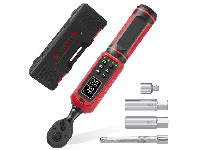 3/8' Digital Torque Wrench (0.66-44.29Ft. Lb/0.9-60N. m) ±1% Accuracy with Vibration/Buzzer/LED Alerts, 9 Presets & 5 Units, for Moto Engine/Brake,...
