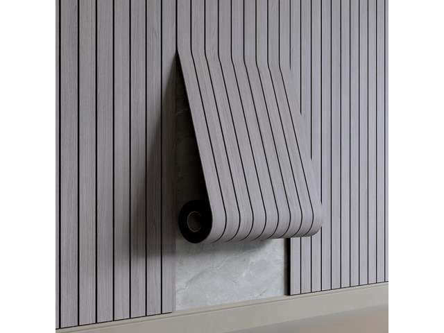 Peel and Stick PVC Slat Wall Panel 236'x15.75' Self-Adhesive Thick Faux Grey Wood Grain Wallpaper Panel 3D Soundproof Wall Panels for Walls & Ceilings