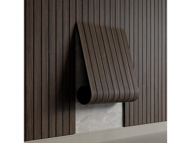 Peel and Stick PVC Slat Wall Panel 236'x15.75' Self-Adhesive Thick Faux Smoked Wood Grain Wallpaper Panel 3D Soundproof Wall Panels for Walls &...