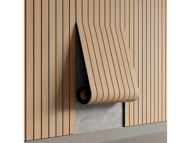 Peel and Stick PVC Slat Wall Panel 236'x15.75' Self-Adhesive Thick Faux Oak Wood Grain Wallpaper Panel 3D Soundproof Wall Panels for Walls & Ceilings