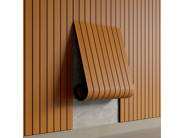 Peel and Stick PVC Slat Wall Panel 236'x15.75' Self-Adhesive Thick Faux Walnut Wood Grain Wallpaper Panel 3D Soundproof Wall Panels for Walls &...
