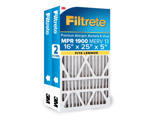 16x25x5 (SlimFit) AC Furnace Air Filter, MERV 13, MPR 1900, Premium Allergen, Bacteria & Virus, Electrostatic Air Cleaning Filter, 2-Pack (Actual...
