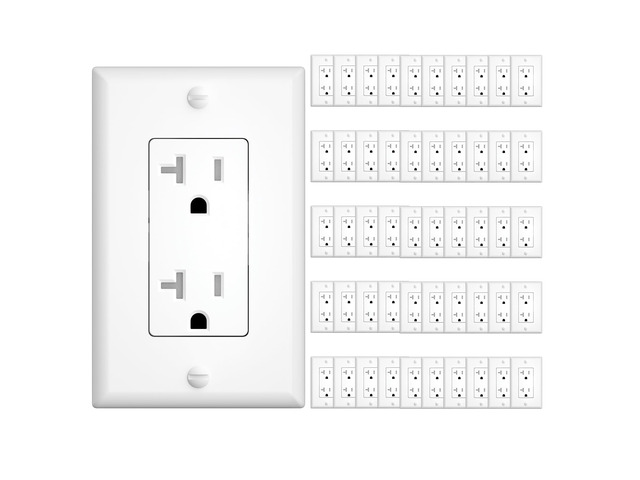 50 Pack 20 Amp Tamper Resistant Wall Outlets UL Listed Decorator Electrical Receptacles with Wall Plates, 125V/1875W Electrical Outlets for Home,...