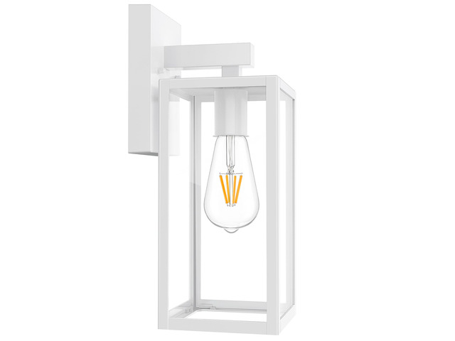 Outdoor Wall Light Fixture, Exterior Waterproof Wall Lantern Porch Wall Sconce White, Anti-Rust, E26 Socket, Clear Glass, Outside Wall Mount Light,...
