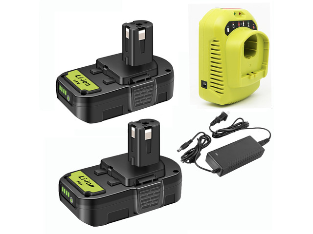 2Pack P103 3.0Ah Replacement for Ryobi 18V Battery and Charger Combo Compatible with Ryobi 18V ONE+ Cordless Tools