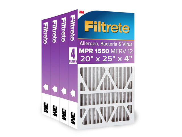 20x25x4(SlimFit), AC Furnace Air Filter, MPR 1550 DP, Healthy Living Ultra Allergen Deep Pleat, 4-Pack, Fits Lennox & Honeywell Devices (exact...