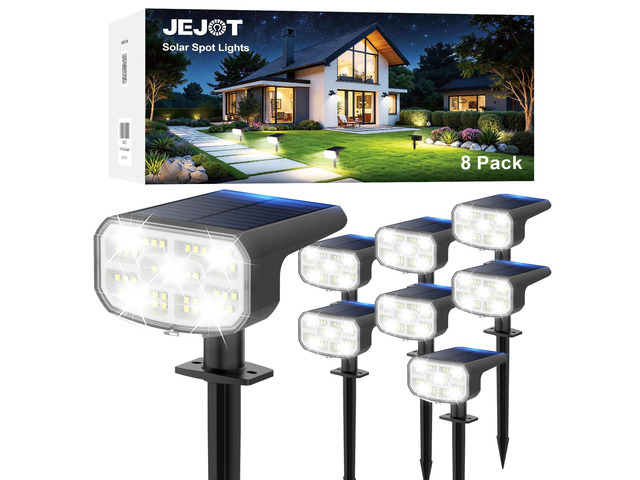 Solar Spot Lights Outdoor Waterproof, Solar Spotlights, 8 Pack 2 Lighting Modes, 120° Adjustable Solar Lights for Yard Garden Lawn Landscape...