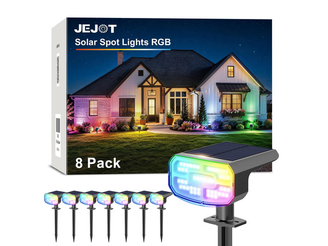 Solar Spot Lights Outdoor Waterproof, Solar Spotlights, 8 Pack 8 Lighting Modes, 120° Adjustable Solar Lights for Yard Garden Lawn Landscape...