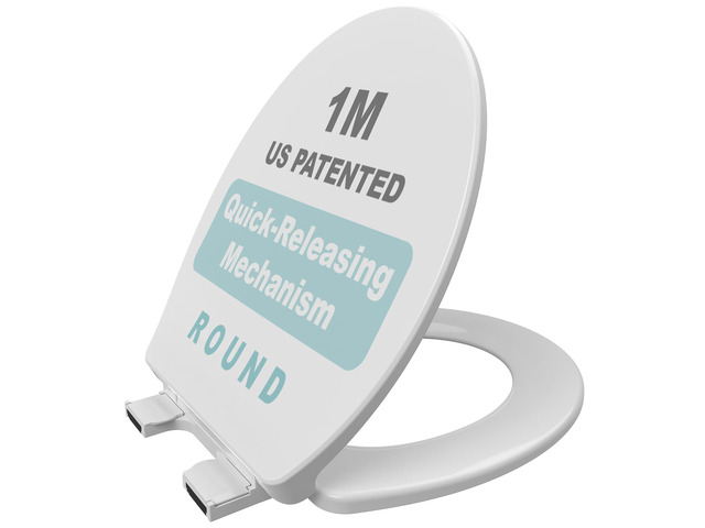 Family Toilet Seat, Patented Slow Close & Quick Releasing Technology, Anti-Wiggling, Easy to Install and Clean, Standard Round with Adult Seat Only...